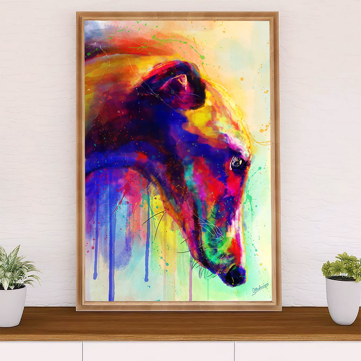 Greyhound Dog Canvas Prints | Watercolor Dog Greyhound | Wall Art Gift for Greyhound Puppies Lover