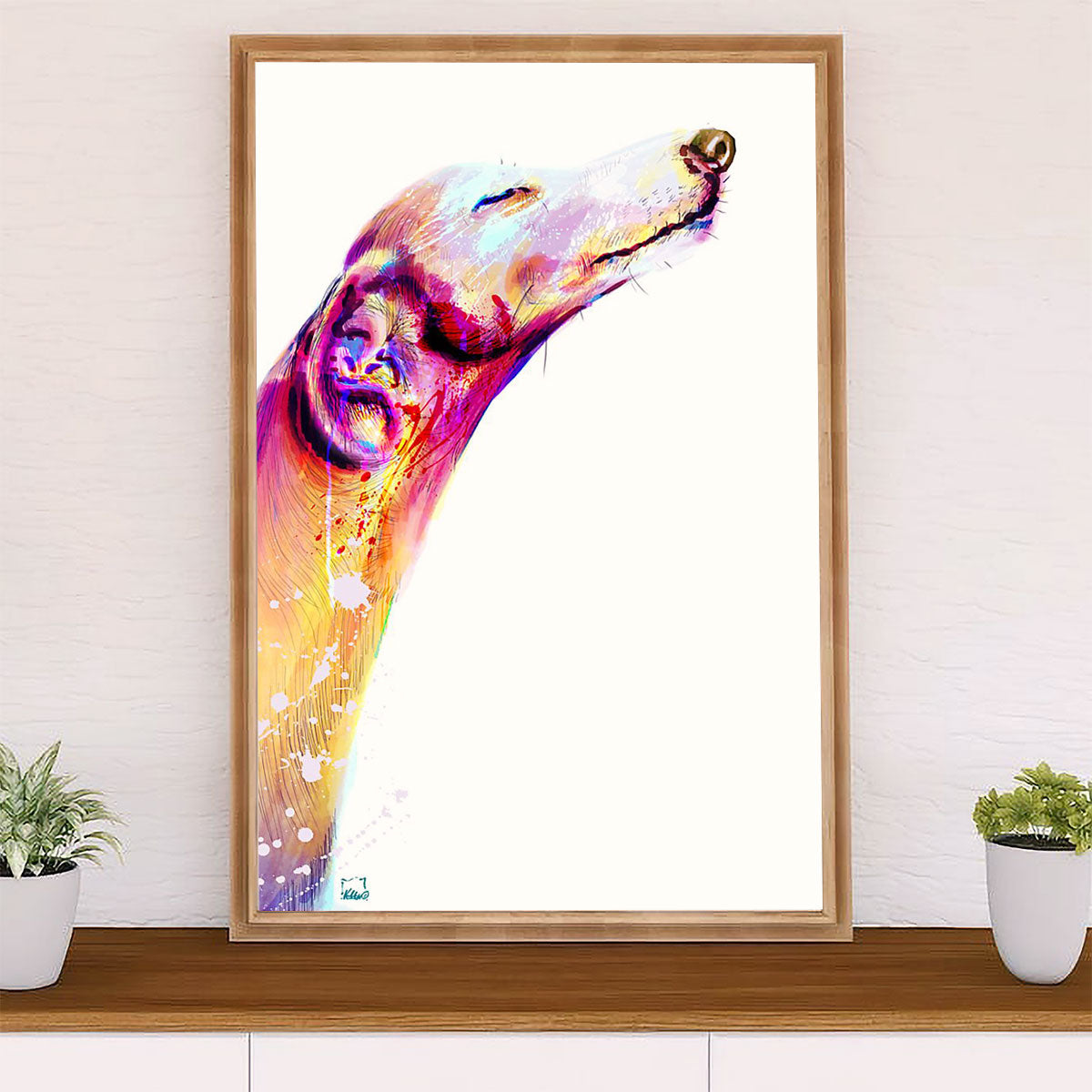 Greyhound Dog Canvas Prints | Watercolor Dog Greyhound | Wall Art Gift for Greyhound Puppies Lover