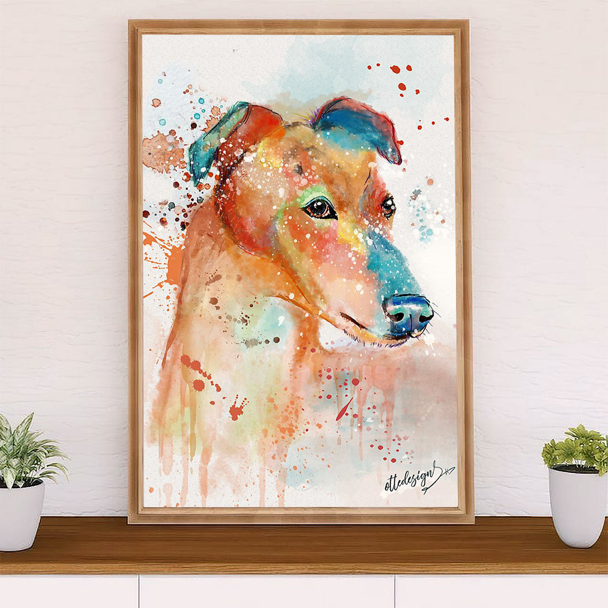 Greyhound Dog Canvas Prints | Watercolor Dog Greyhound | Wall Art Gift for Greyhound Puppies Lover