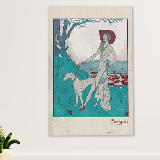 Greyhound Dog Canvas Prints | Greyhound & Lady | Wall Art Gift for Greyhound Puppies Lover