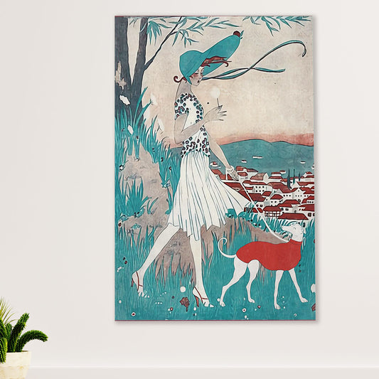 Greyhound Dog Canvas Prints | Lady & Dog | Wall Art Gift for Greyhound Puppies Lover