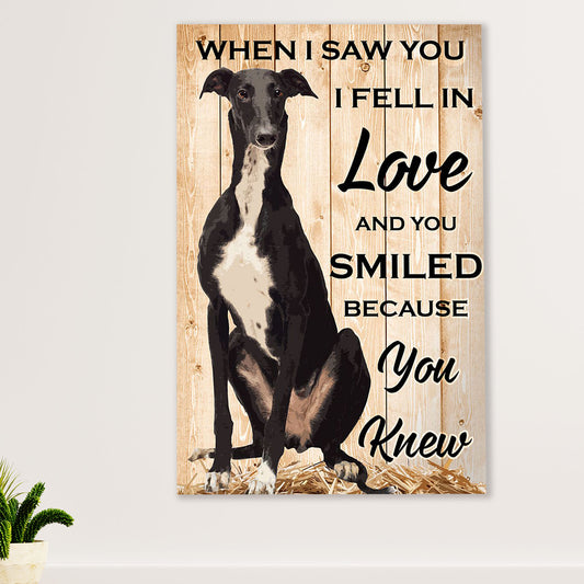 Greyhound Dog Canvas Prints | Fell In Love | Wall Art Gift for Greyhound Puppies Lover