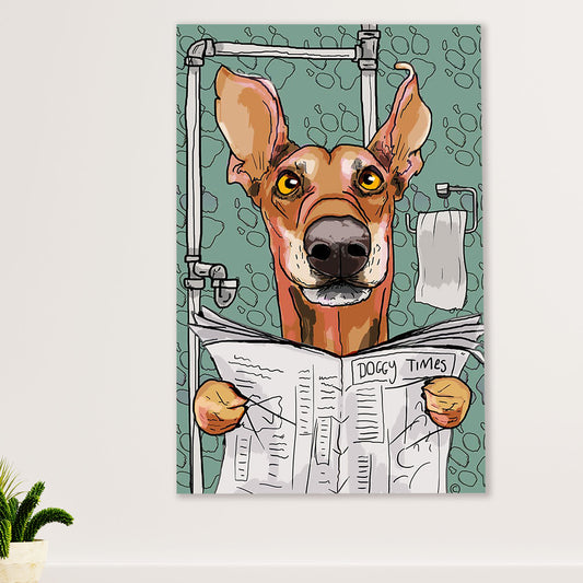 Greyhound Dog Canvas Prints | Funny Dog in Toilet Doggy Times | Wall Art Gift for Greyhound Puppies Lover