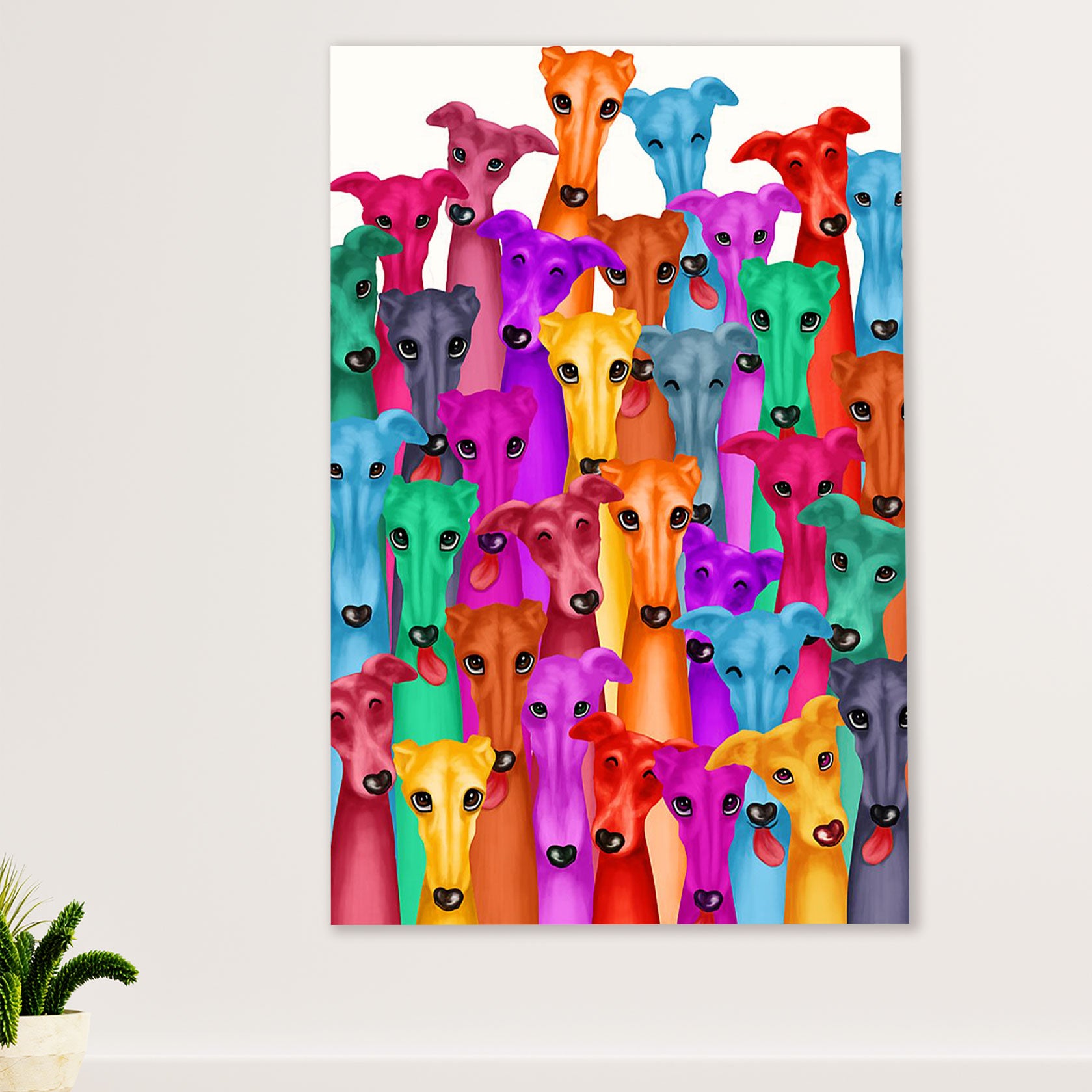 Greyhound Dog Canvas Prints | Multi Color Dog Greyhound | Wall Art Gift for Greyhound Puppies Lover