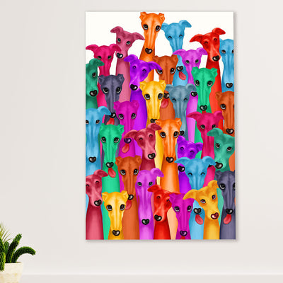 Greyhound Dog Canvas Prints | Multi Color Dog Greyhound | Wall Art Gift for Greyhound Puppies Lover