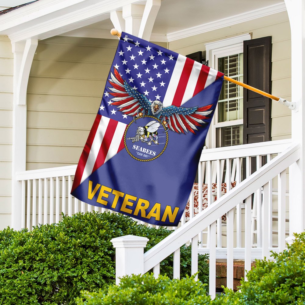 Navy Seabees Veteran American US Flag