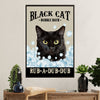 Cute Cat Canvas Prints | Funny Black Cat Bubble Bath | Wall Art Gift for Cat Kitties Lover