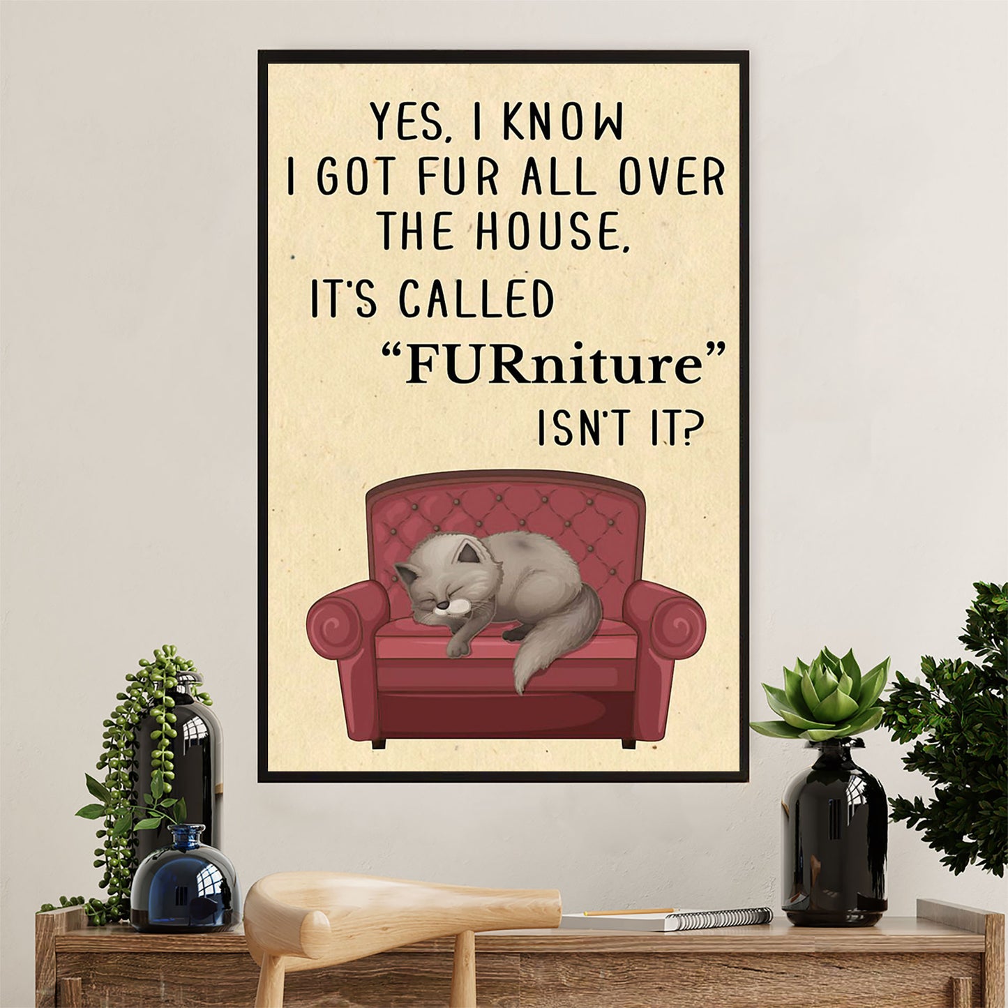 Cute Cat Poster Prints | Cat FURniture | Wall Art Gift for Cat Kitties Lover