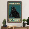 Cute Cat Canvas Prints | Funny Black Cat Remember to Wipe | Wall Art Gift for Cat Kitties Lover