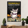 Cute Cat Canvas Prints | Funny Cat Alcohol | Wall Art Gift for Cat Kitties Lover
