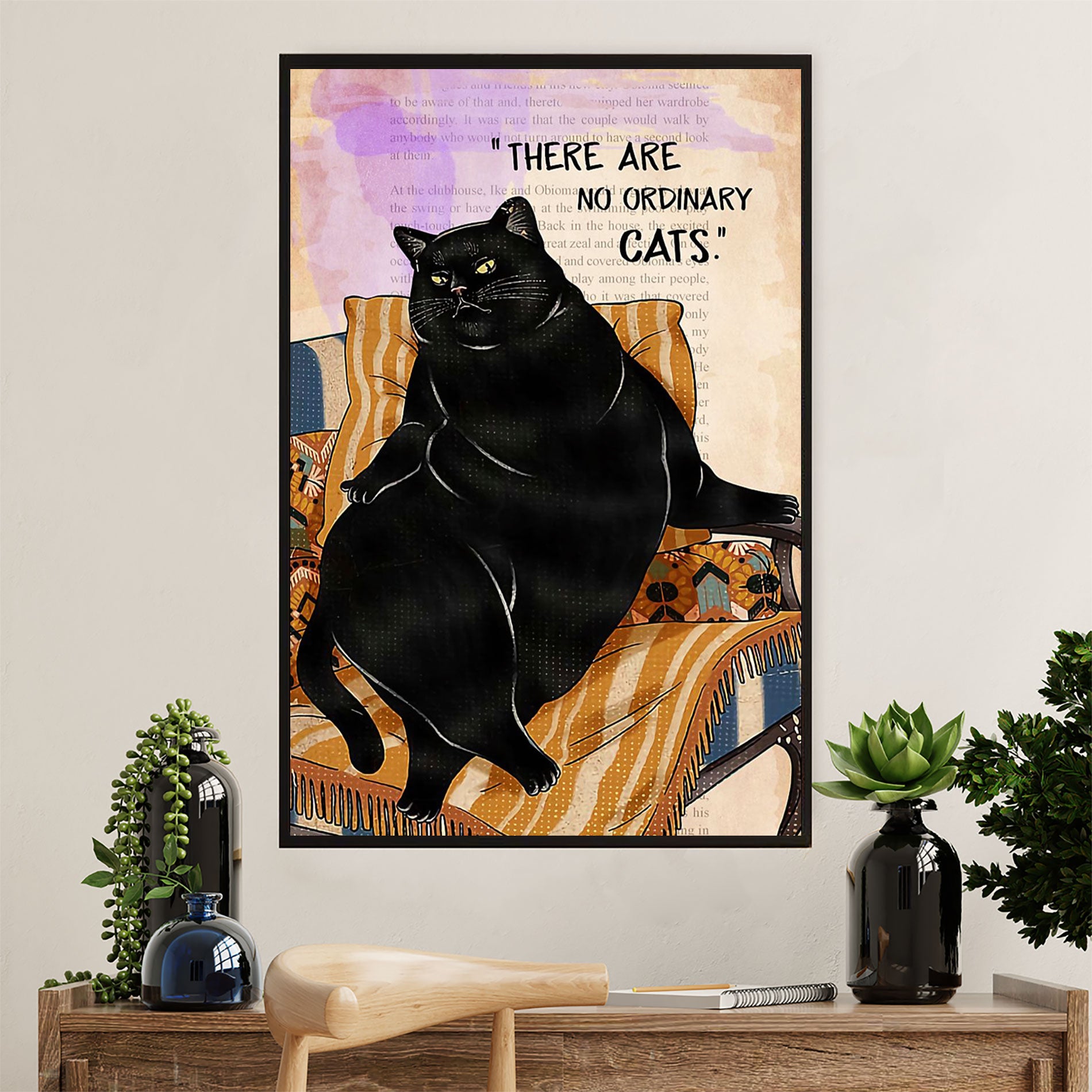 Cute Cat Poster Prints | Funny Black Cat  | Wall Art Gift for Cat Kitties Lover