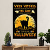 Cute Cat Canvas Prints | Black Cat Haloween Witches | Wall Art Gift for Cat Kitties Lover