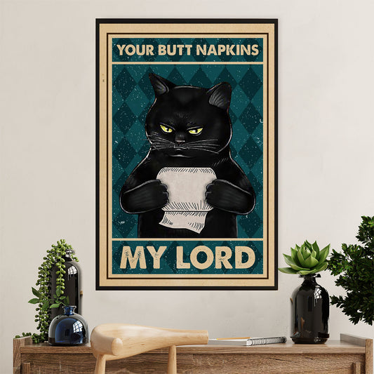 Cute Cat Poster Prints | Funny Black Cat Toilet Paper | Wall Art Gift for Cat Kitties Lover