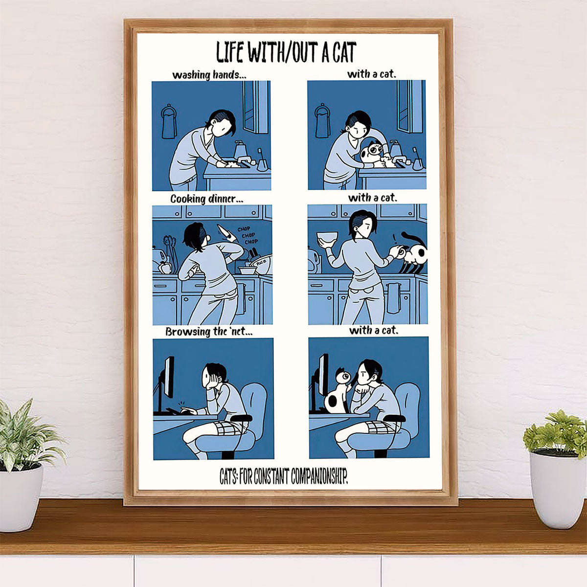 Cute Cat Poster Prints | Life Without A Cat | Wall Art Gift for Cat Kitties Lover