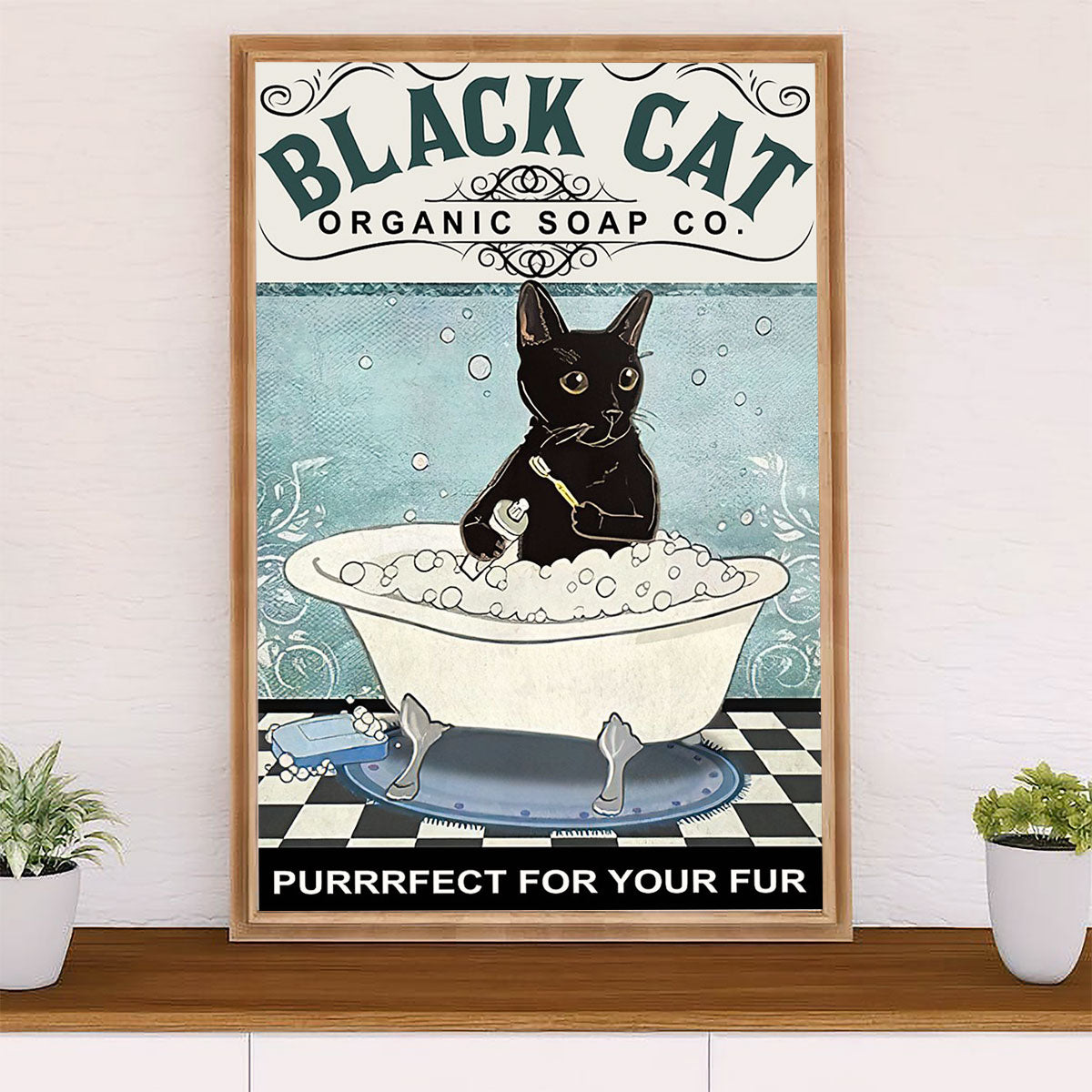 Cute Cat Poster Prints | Funny Black Cat Organic Soap | Wall Art Gift for Cat Kitties Lover