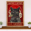 Cute Cat Canvas Prints | Smoke Catnip Black Cat | Wall Art Gift for Cat Kitties Lover