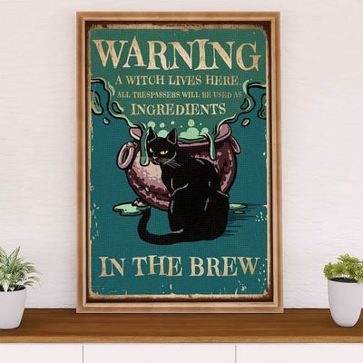 Cute Cat Canvas Prints | Funny Black Cat Warning | Wall Art Gift for Cat Kitties Lover