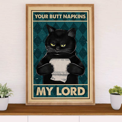 Cute Cat Canvas Prints | Funny Black Cat Toilet Paper | Wall Art Gift for Cat Kitties Lover