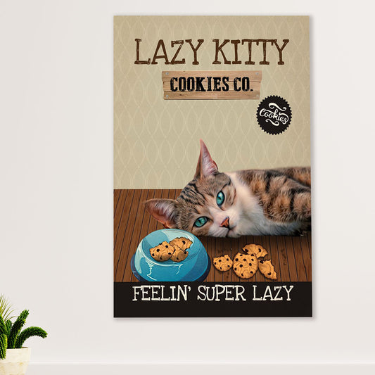 Cute Cat Canvas Prints | Lazy Kitty | Wall Art Gift for Cat Kitties Lover