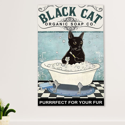 Cute Cat Canvas Prints | Funny Black Cat Organic Soap | Wall Art Gift for Cat Kitties Lover