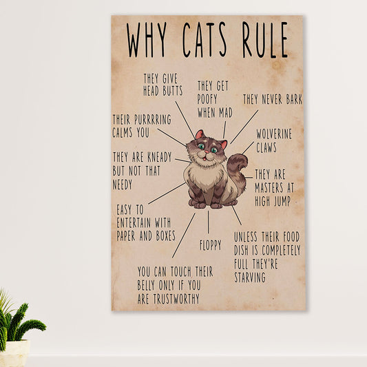 Cute Cat Canvas Prints | Why Cats Rule | Wall Art Gift for Cat Kitties Lover