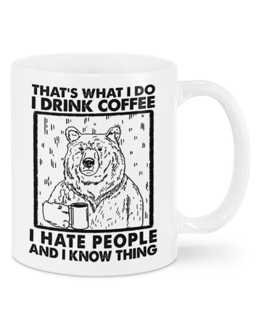 Camping Lover Coffee Mug | Bear - Drink Coffee, Hate People | Drinkware Gift for Campers