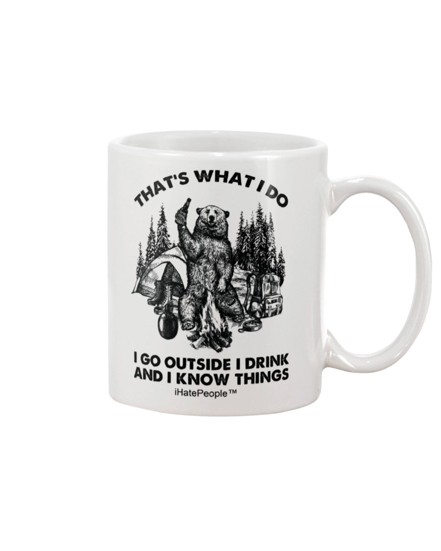 Camping Lover Coffee Mug | Go Outside - Drink - Know Things | Drinkware Gift for Campers