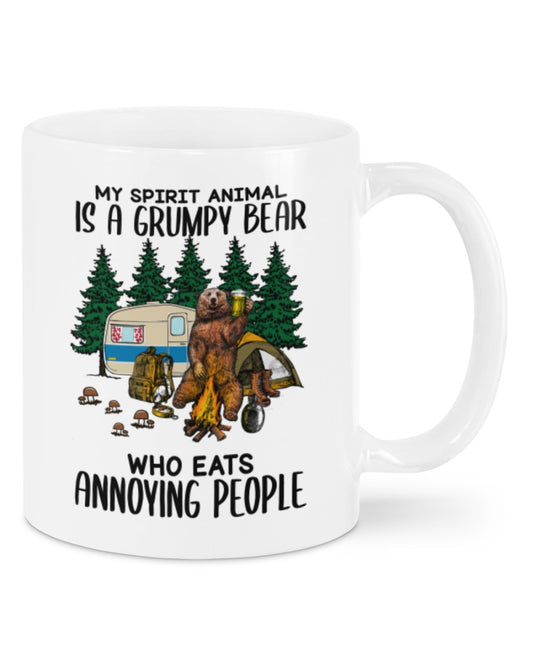 Camping Lover Coffee Mug | Grumpy Bear - Annoying People | Drinkware Gift for Campers