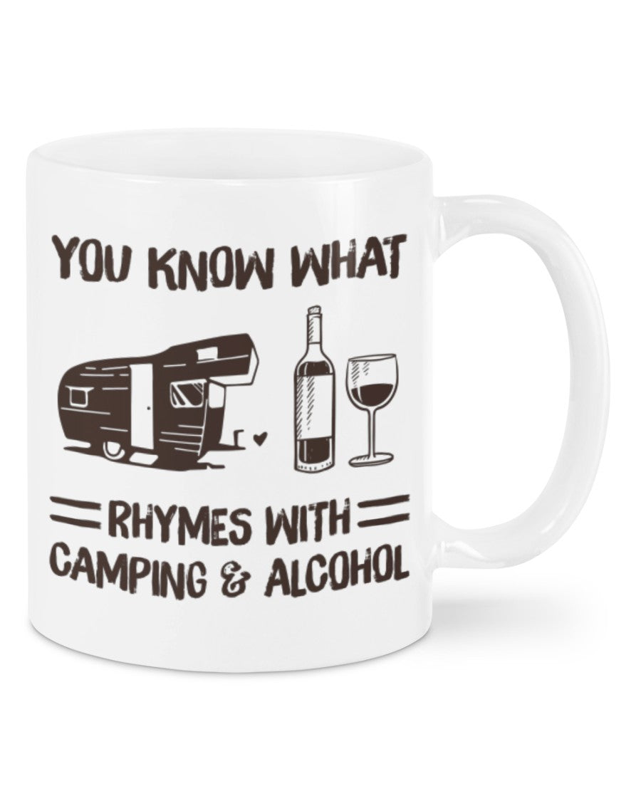 Camping Lover Coffee Mug | Loves Camping & Alcohol | Drinkware Gift for Campers