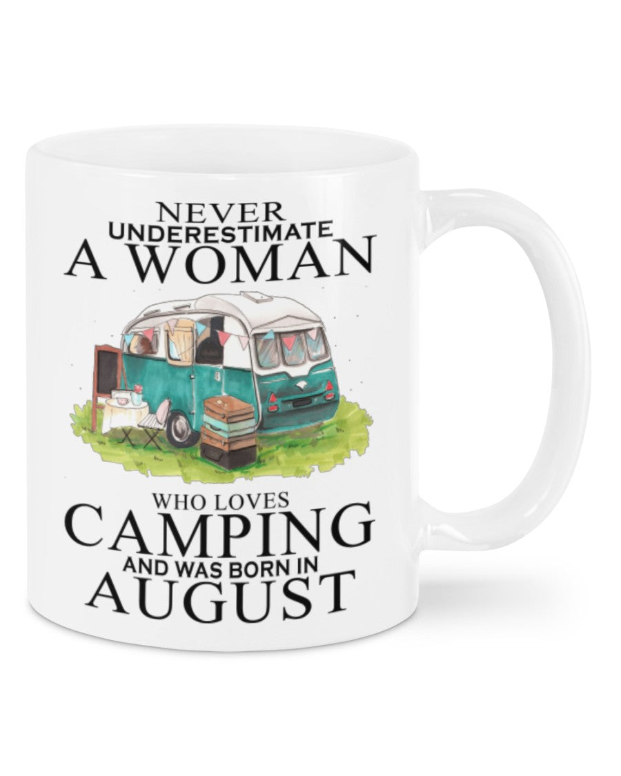 Camping Lover Coffee Mug | August Woman Loves Camping | Drinkware Gift for Campers