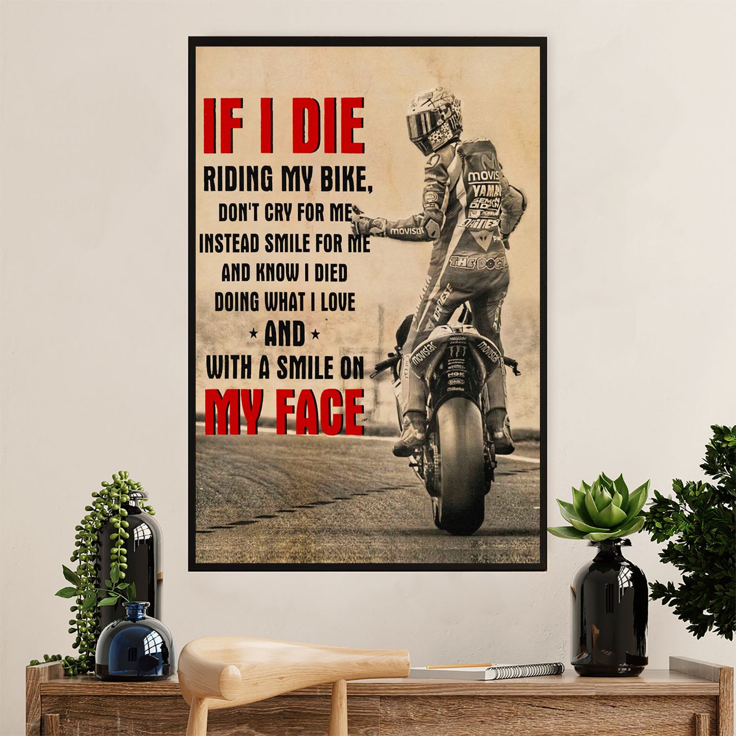Metal Motorcycle Poster Wall Art Prints | If I Die | Home Decor Gift for Biker