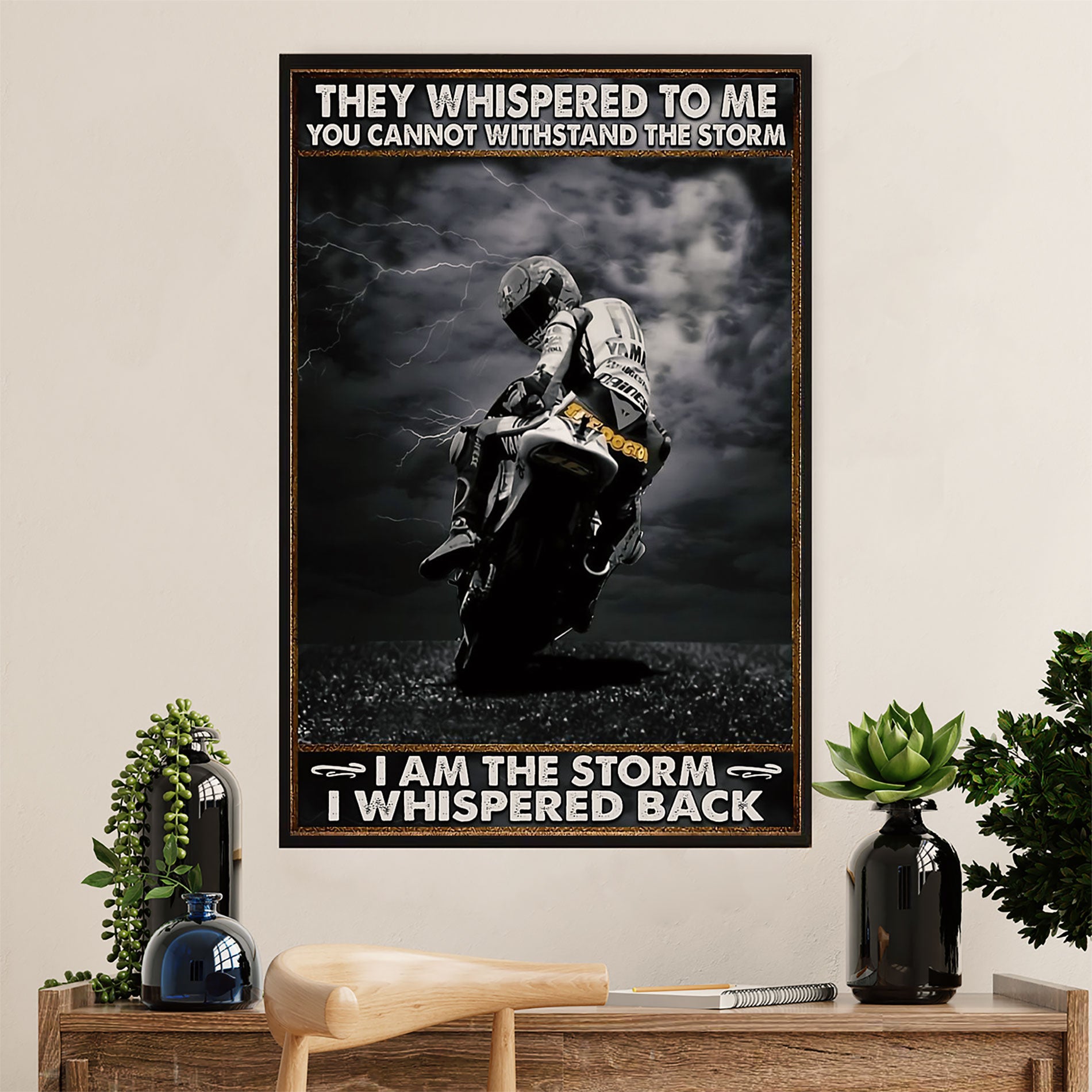 Metal Motorcycle Poster Wall Art Prints | I Am The Storm | Home Decor Gift for Biker