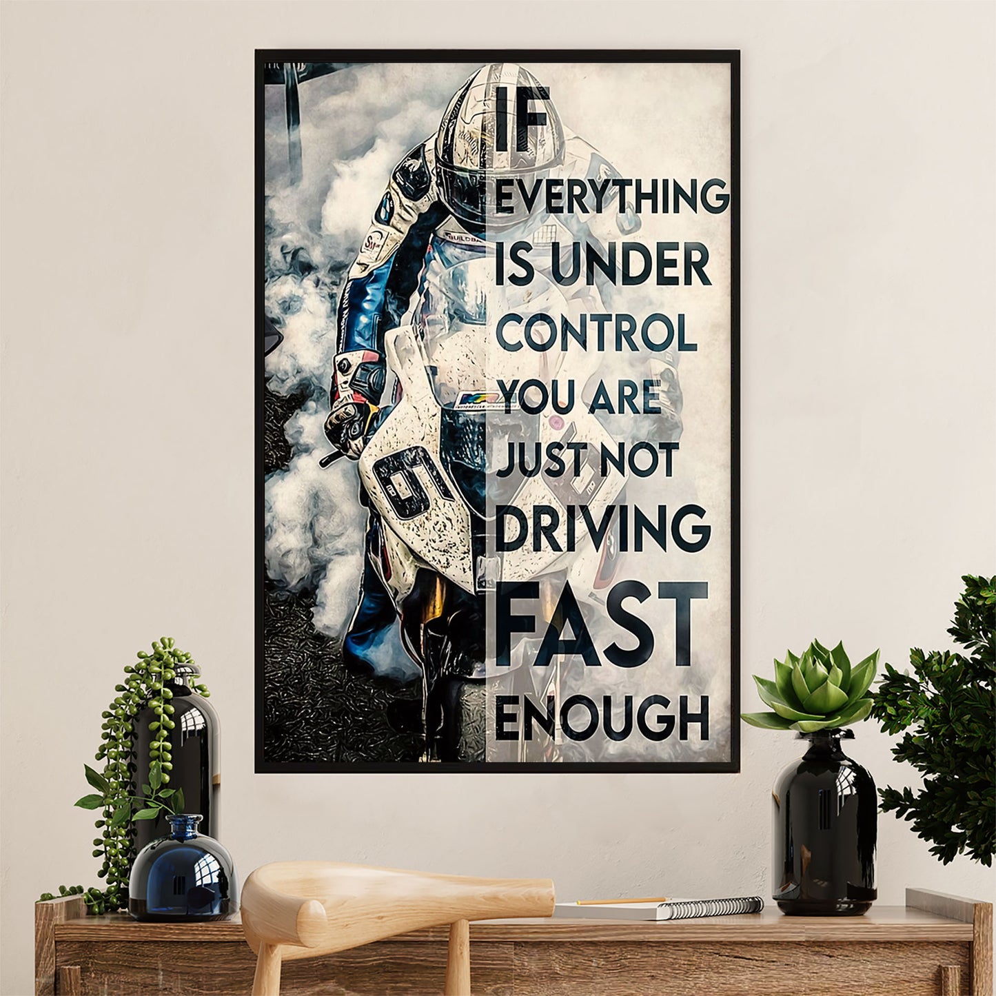 Metal Motorcycle Poster Wall Art Prints | Not Driving Fast Enough | Home Decor Gift for Biker