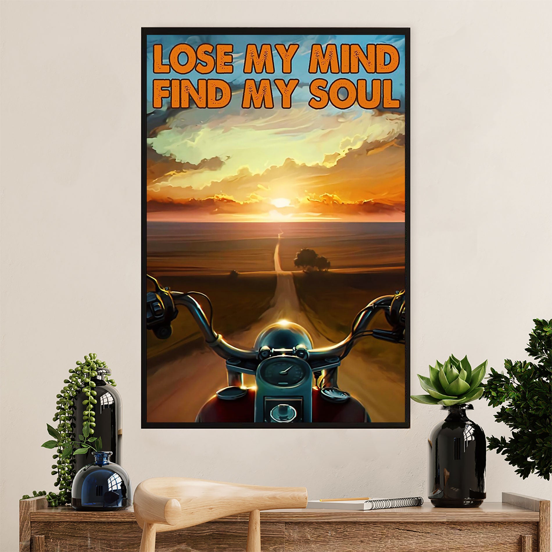 Metal Motorcycle Poster Wall Art Prints | Lose My Mind | Home Decor Gift for Biker