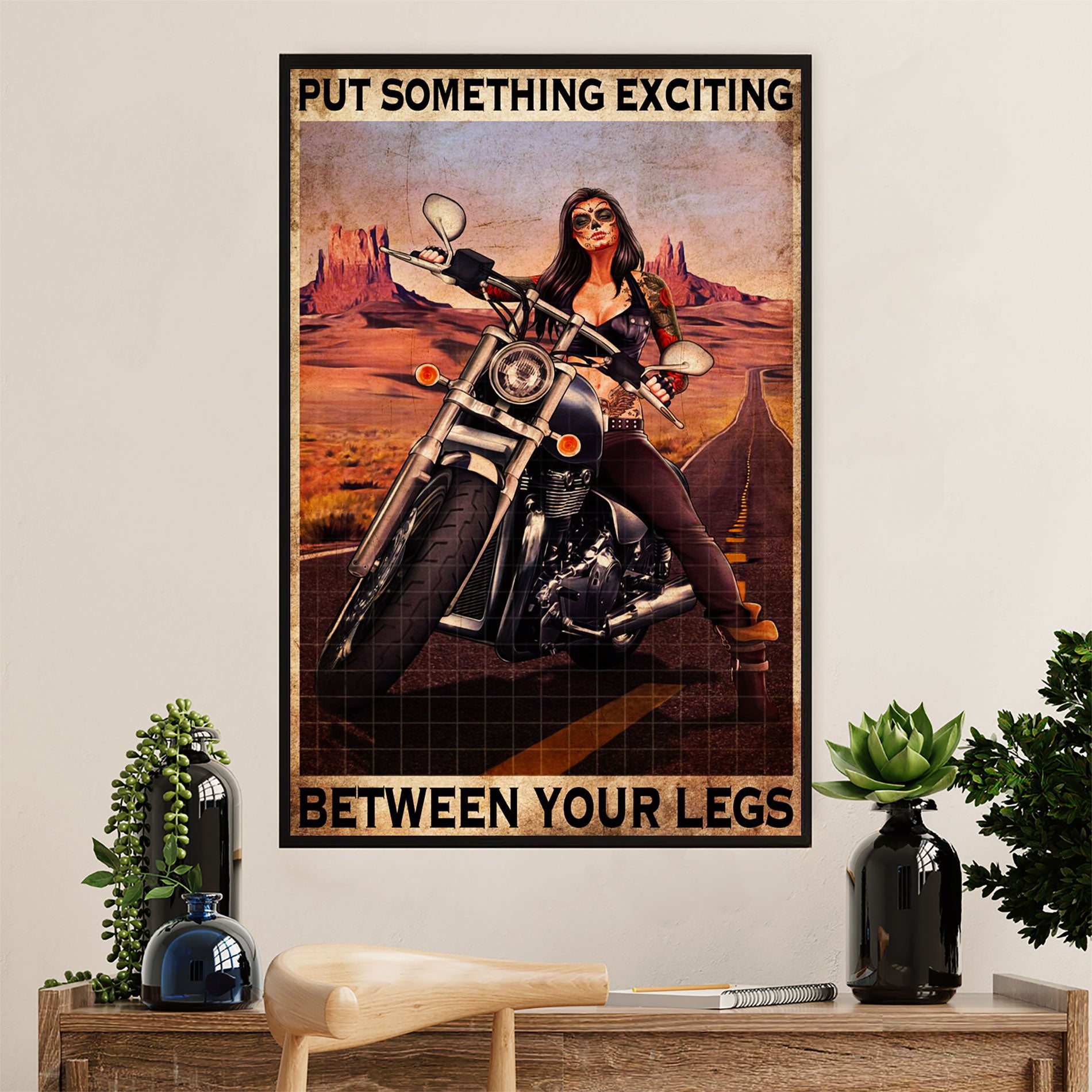 Metal Motorcycle Poster Wall Art Prints | Put Something Exciting | Home Decor Gift for Biker