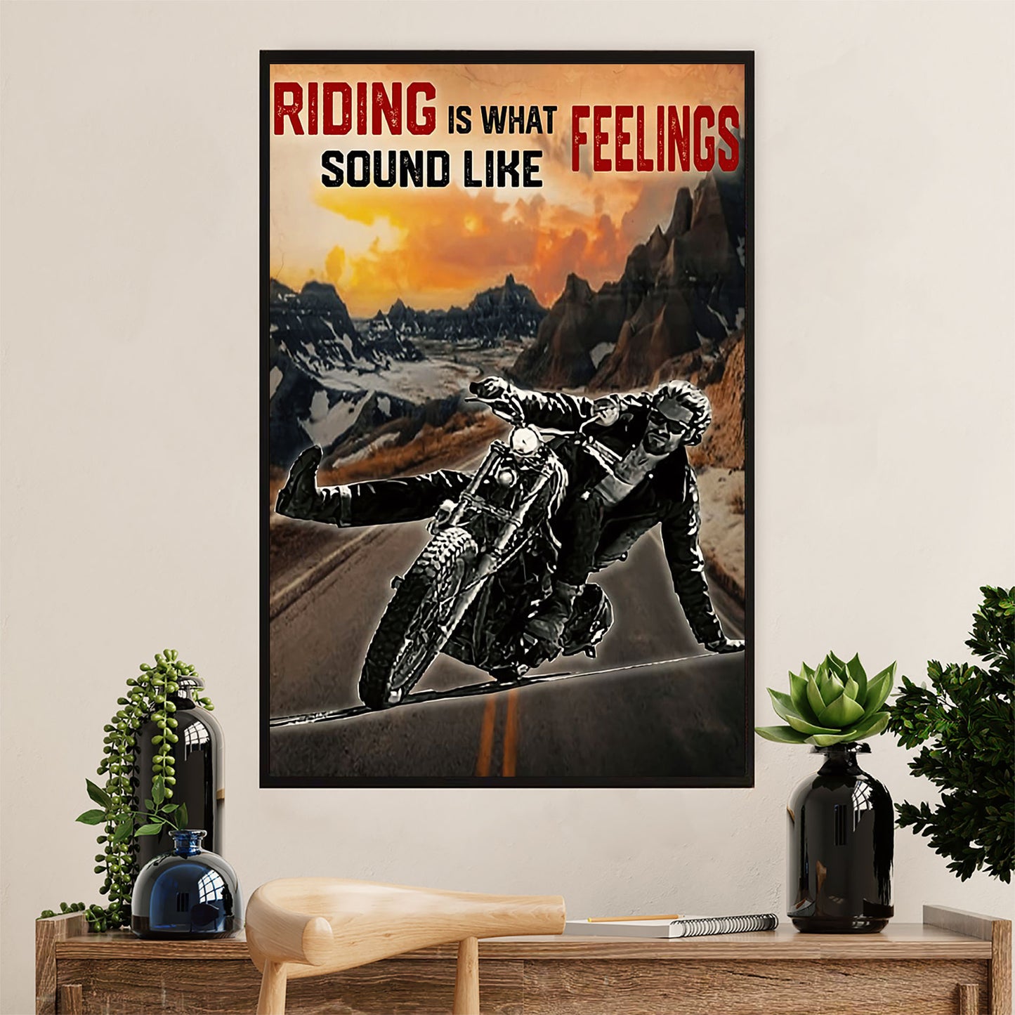 Metal Motorcycle Poster Wall Art Prints | Feelings | Home Decor Gift for Biker