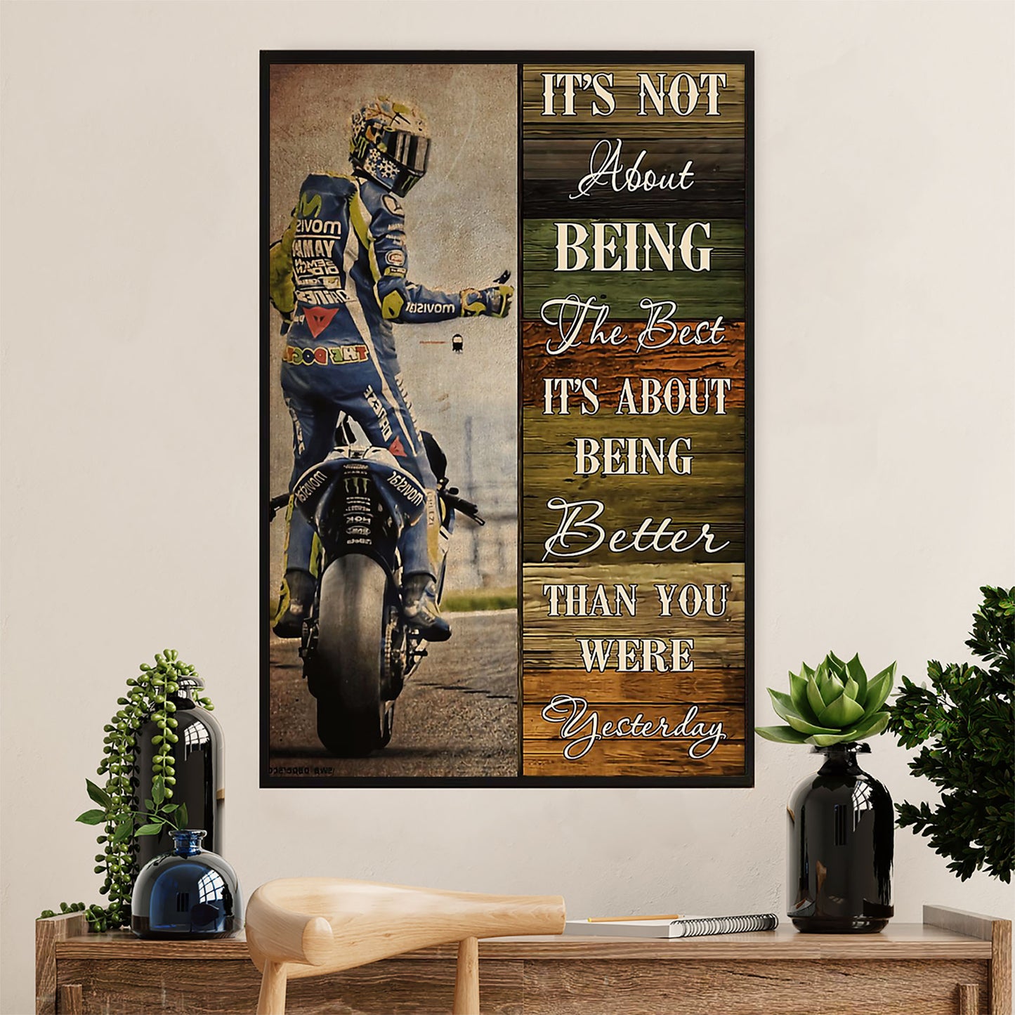Metal Motorcycle Poster Wall Art Prints | Better than Yesterday | Home Decor Gift for Biker