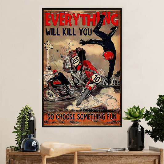 Metal Motorcycle Poster Wall Art Prints | Choose Something Fun | Home Decor Gift for Biker