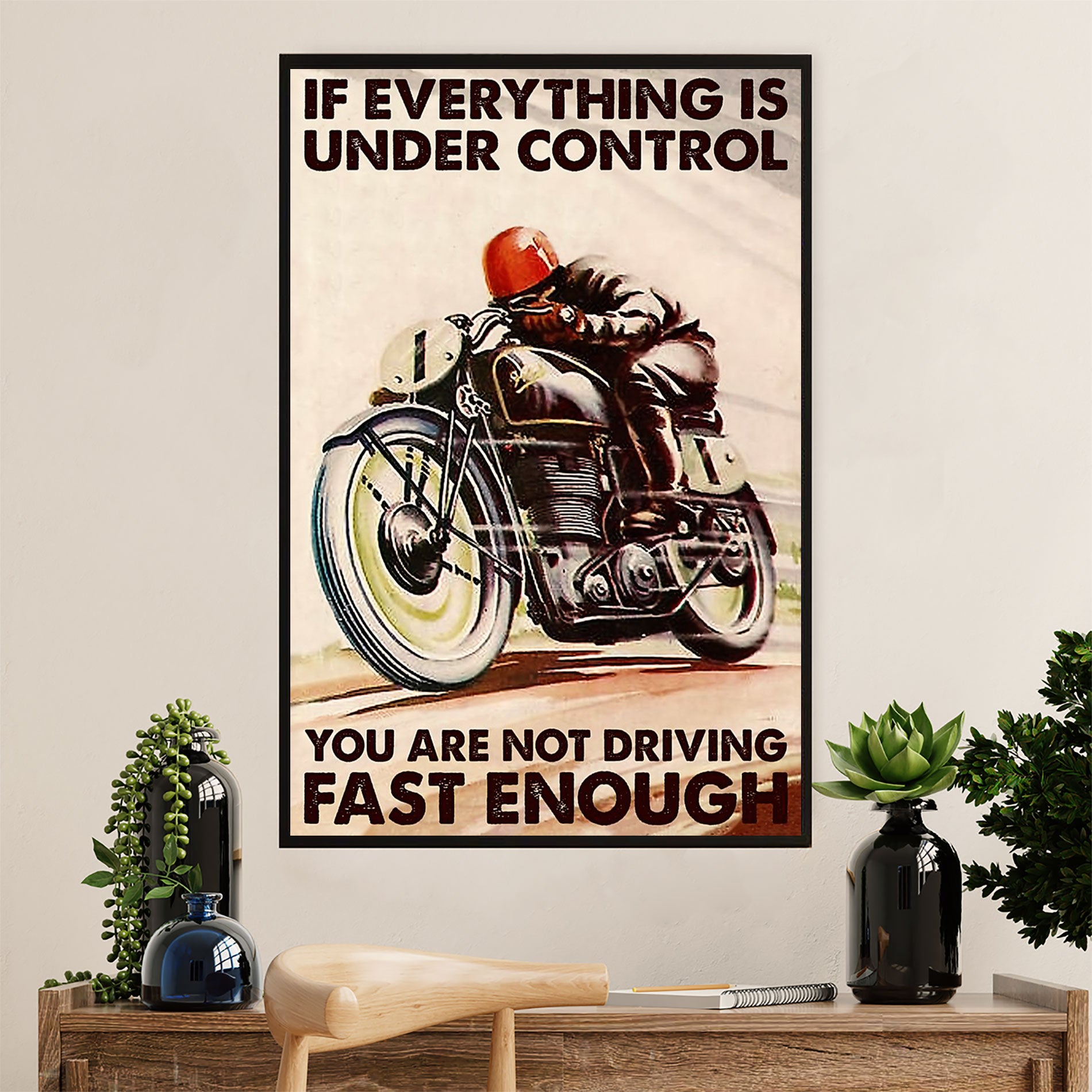 Metal Motorcycle Poster Wall Art Prints | Not Fast Enough | Home Decor Gift for Biker