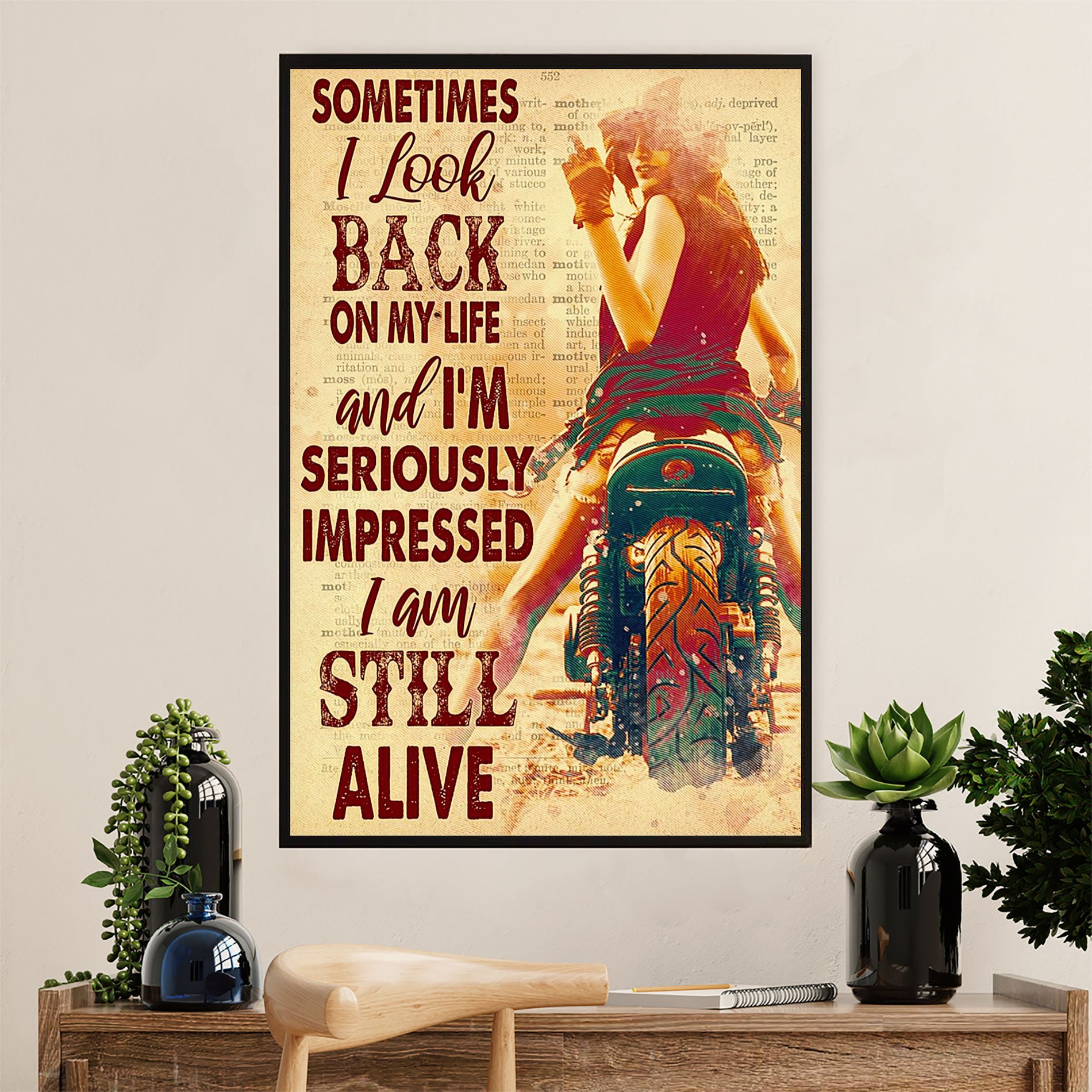 Metal Motorcycle Poster Wall Art Prints | On My Life | Home Decor Gift for Biker