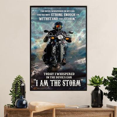 Metal Motorcycle Poster Wall Art Prints | Withstand the Storm | Home Decor Gift for Biker