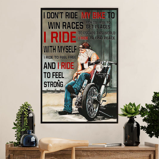 Metal Motorcycle Poster Wall Art Prints | Ride to Feel Strong | Home Decor Gift for Biker