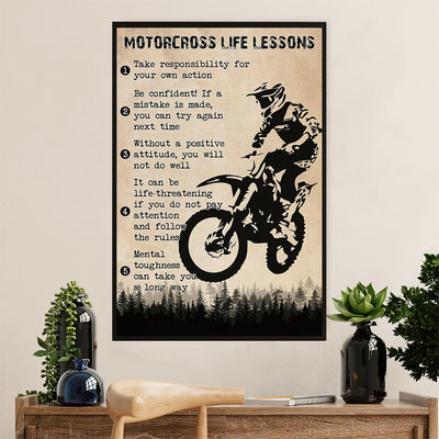 Metal Motorcycle Poster Wall Art Prints | Motorcross Life Lessons | Home Decor Gift for Biker