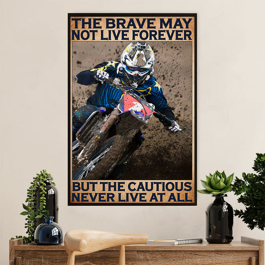 Metal Motorcycle Poster Wall Art Prints | Cautions Never Live | Home Decor Gift for Biker