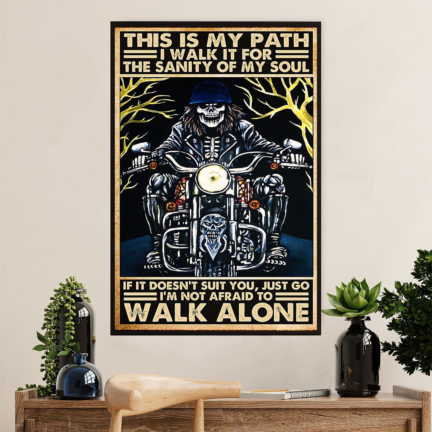 Metal Motorcycle Poster Wall Art Prints | Sanity of My Soul | Home Decor Gift for Biker
