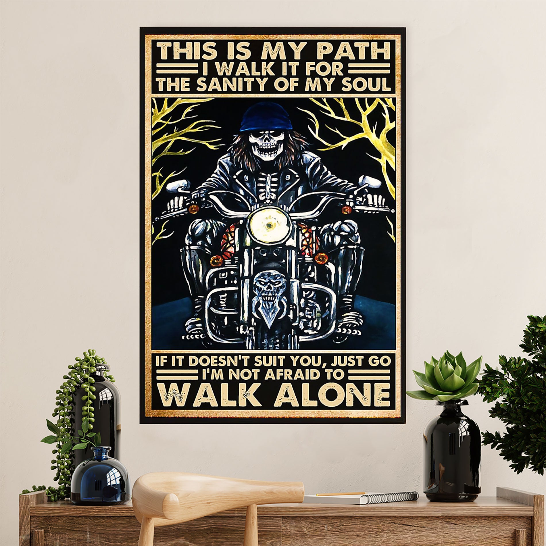 Metal Motorcycle Poster Wall Art Prints | Sanity of My Soul | Home Decor Gift for Biker