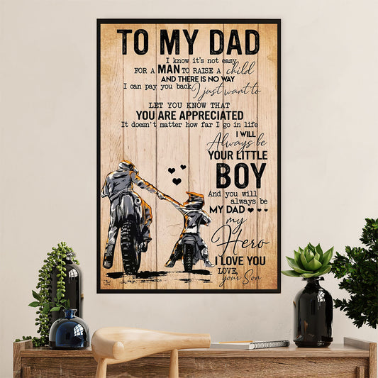 Metal Motorcycle Poster Wall Art Prints | Son Rider to Dad | Home Decor Gift for Biker