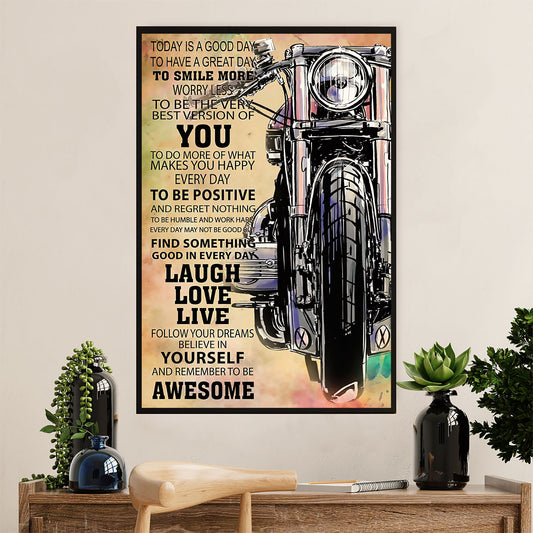 Metal Motorcycle Poster Wall Art Prints | Positive Rider | Home Decor Gift for Biker