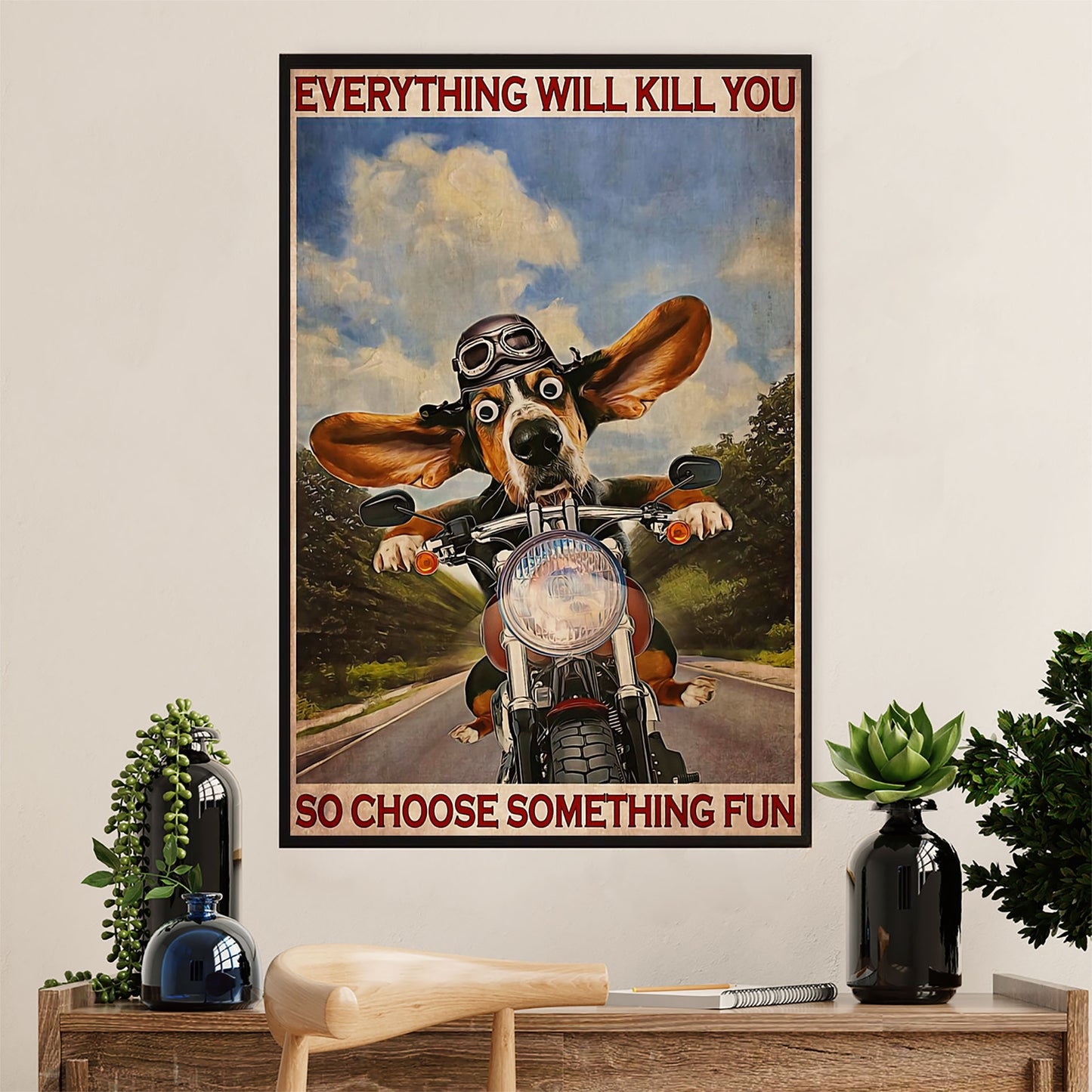 Metal Motorcycle Poster Wall Art Prints | Choose Something Fun | Home Decor Gift for Biker