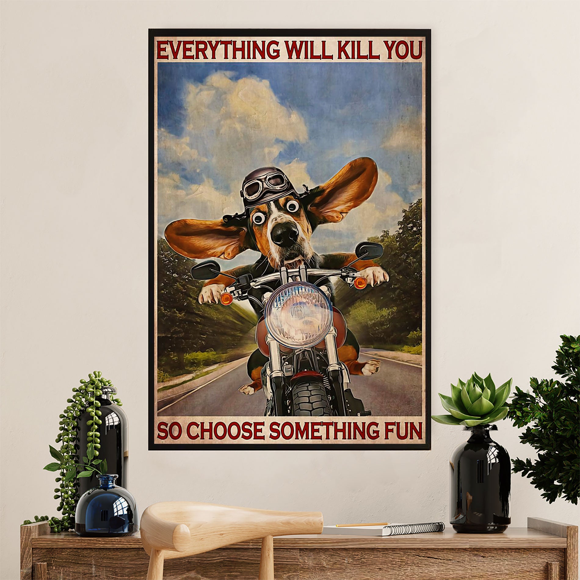 Metal Motorcycle Poster Wall Art Prints | Choose Something Fun | Home Decor Gift for Biker